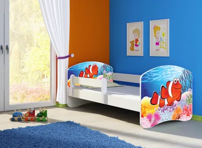 Produktbild von Kinderbett, Motiv, Schublade CLAMARO, Bett Farbe:28 Fisch, Mit Bettkasten:Mit Bettkasten, Bett Größe:160 x 80 cm