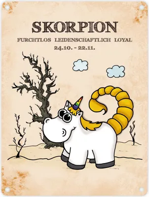 Produktbild von Honeycorns Metallschild mit Einhorn Sternzeichen Skorpion Motiv Schild
