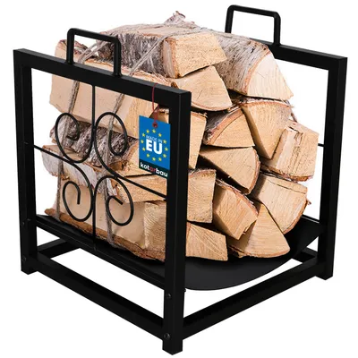 Obrázek produktu pro KOTARBAU® Stojan na dřevo do interiéru i exteriéru 35,5 x 35,5 x 41 cm Stojan na dřevo s úchyty Úložný prostor na dřevo Stojan na palivové dřevo z oceli s práškovým nástřikem
