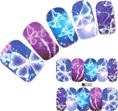 Produktbild von Tattoo Nail Blumen Schmetterling Aufkleber Nagel Sticker