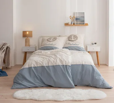 Produktbild von Anker Renforce-Bettwäsche 80x80 + 135x200 cm · 4-teilig · KÜSTENKIND - 100% Baumwolle