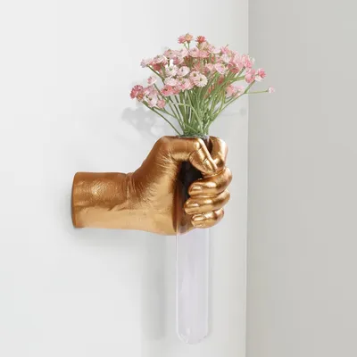 Productafbeelding van Wandsculptuur Goud - Wanddecoratie Metaal - Handgemaakt Kunstobject - Modern - Goudkleurig