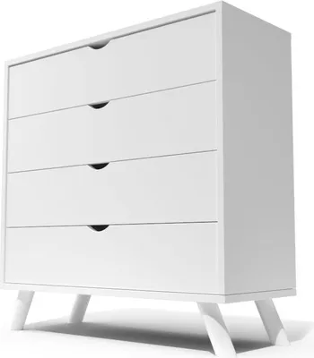 Produktbild von Skandinavische Kommode Viking mit 4 Schubladen aus Massivholz - Weiß