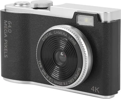 Imagen del producto de Cámara digital 4K, cámara CCD de 64MP con zoom de 16X, pantalla IPS de 2,4 pulgadas, cámara para vlogs con carga USB-C para adultos, cámara digital portátil HD con zoom y estabilización, que incluye luz integrada