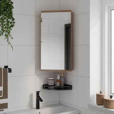 Produktbild von ZMH Eck-Spiegelschrank Eichen-Optik 30x24x60 cm