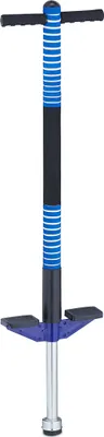 Produktbild von Relaxdays Pogo Stick, für Kinder, Springstock bis 35 kg, gepolststert, Sprungstab outdoor, rutschfest, Edelstahl, blau
