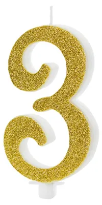 Produktbild von Geburtstagskerze Zahlen 0 bis 9 gold glitzernd 10cm