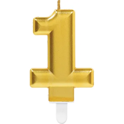 Zdjęcie produktu dla Świeczka urodzinowa złota 1 /wysokość 9,3 cm/