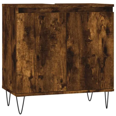 Productafbeelding van Badkamerkast 58x33x60 cm bewerkt hout gerookt eikenkleurig