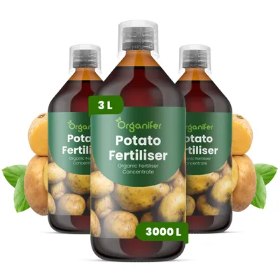 Obrázek produktu pro Zemiaky Tekuté Hnojivo 3x1 L – 3-4-3 NPK – Pro Zemiaky – Podporuje Stabilný Růst Kořenů & Vysoké Výnosy – Organifer
