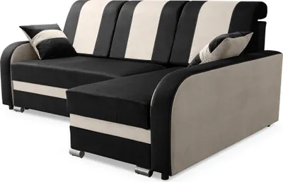 Produktbild von Robin BARI Ecksofa mit Schlaffunktion, Sofa mit Schlaffunktion, Schlafsofa mit Bettkasten und Kissen, Freistehende Eckcouch in L-Form Rechts (Beige)