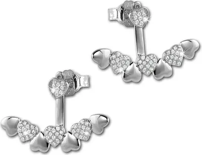 Produktbild von SilberDream Ohrringe Ear Cuff Herzen Zirkonia weiß Ohrstecker 925 Silber D2GSO445W