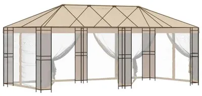 Zdjęcie produktu dla Pawilon ogrodowy - Pergola 600 x 300 cm - Konstrukcja z tworzywa sztucznego - Tylko do użytku zewnętrznego - Zestaw do samodzielnego montażu - Kolor brązowy