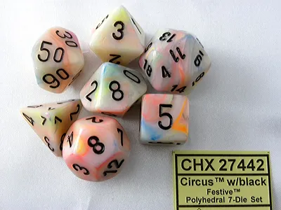 Immagine prodotto di Chessex - Festive - Set di 7 dadi - Circo/Nero