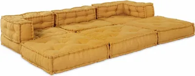Zdjęcie produktu dla Zestaw modułowych mebli wypoczynkowych vidaXL, 2 szt., kolor żółty, 140 x 70 x 56 cm, tkanina