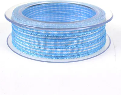 Produktbild von Dekoband Karo kariert 6 mm – 25 m Geschenkband, Antennenband, Schleifenband für Hochzeit & Basteln hellblau