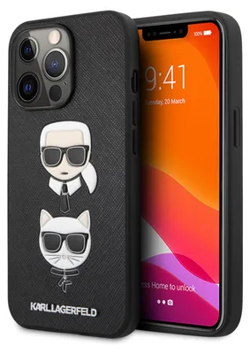 Zdjęcie produktu dla Etui Karl Lagerfeld Klhcp13Lsakickcbk Na Iphone 13 Pro / 13 - Czarne Saffiano Karl&Choupette
