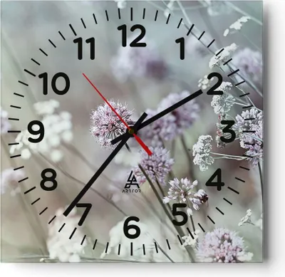 Produktbild von Wanduhr - Quadrat - Glasuhr - Wiese Knoblauch Blume - 30x30cm - Schleichendes Uhrwerk - Lautlos - zum Aufhängen bereit - Dekoration Modern - Wanddekoration aus Glas - C4AC30x30-4177