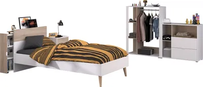 Produktbild von Jugendzimmer-Set >Aalborg 5< (5-teilig) in Weiße / Eiche Nachbildung