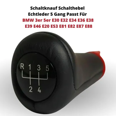 Image de Pommeau de levier de vitesses en cuir véritable, 5 vitesses, compatible avec les BMW Série 3 et Série 5 (E30, E32, E34, E36, E38, E39, E46, E20, E53, E81, E82, E87, E88)