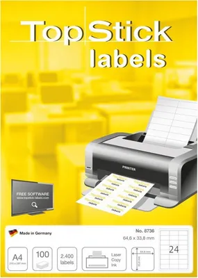 Produktbild von TOP STICK Universal-Etiketten, 64,6 x 33,8 mm, weiá