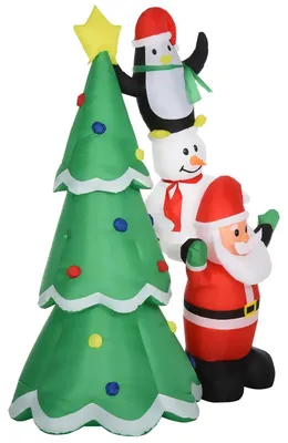 Immagine prodotto di Babbo Natale Gonfiabile 170x115x243 cm con Pinguino e Pupazzo di Neve per Esterno