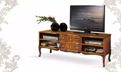 Productafbeelding van Klassieke bruine TV-kast, design houten dressoir, woonkamer meubel