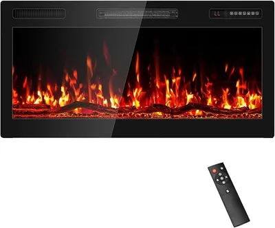 Obrázok produktu pre 91 cm elektrický krb, možnosť zabudovania alebo samostatná inštalácia, s 3D efektom plameňa, čierna farba, ochrana proti prehriatiu