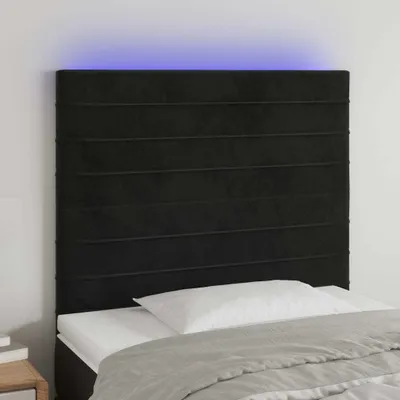 Produktbild von LED Kopfteil Schwarz 80x5x118/128 cm Samt