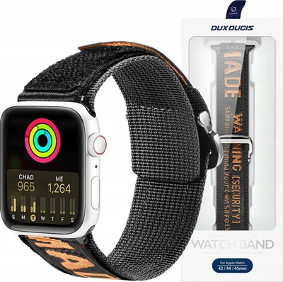 Immagine prodotto di Cinturino Dux Ducis (Versione Outdoor) Cinturino Apple Watch Ultra, Se, 8, 7, 6, 5, 4, 3, 2, 1 (49, 45, 44, 42 Mm) Cinturino In Nylon Nero-Arancio