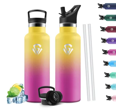 Obrázok produktu pre Mulbijeo, nerezová fľaša na vodu, 500 ml, bez BPA, detská fľaša na vodu, s ochranou proti úniku