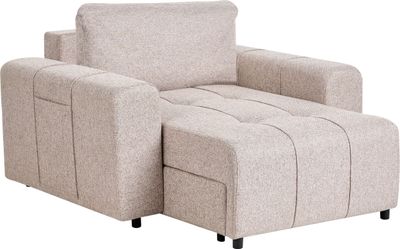 BELIANI Chaiselongue Hellbraun Stoff Gepolstert mit Schlaffunktion Récamiere Modernes Retro Design Wohnzimmermöbel