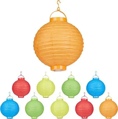Produktbild von Bunte Papier-Laternen LED Ø 20cm Batteriebetrieb Innen&Außen