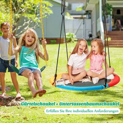 Immagine prodotto di Set altalena da 2 pezzi con corde regolabili e 2 percorsi sospesi per il cortile del parco giochi nel patio colorato
