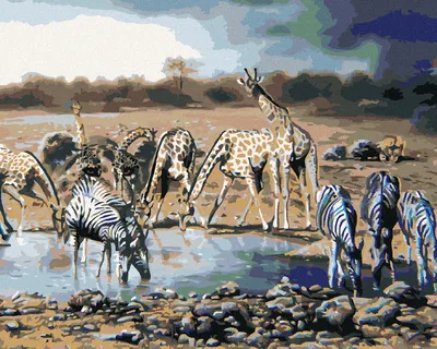 Produktbild von Zuty - Malen nach Zahlen - TIERE AN DER WASSERSTELLE - ILLUSION EINES LÖWEN (D. RUSTY RUST), 40x50 cm, mit Keilrahmen (bereits gespannt)