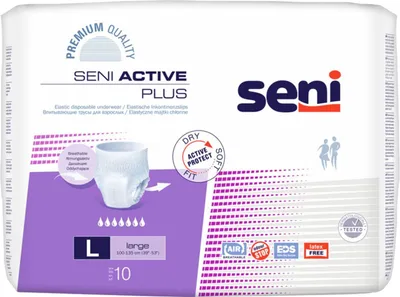 A package of Seni Active Plus incontinence pants.