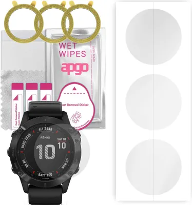 Produktbild von apgo 3 Stück Schutzfolie, klar, kompatibel mit Garmin Fenix 6X Pro Smartwatch, Hydrogel Displayschutzfolie mit Positionierhilfe, Displayfolie, robust und kratzfest
