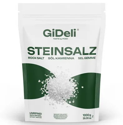 Produktbild von Steinsalz 1kg Grob Speisesalz Badesalz Streusalz Halit Ohne Zusätze GiDeli