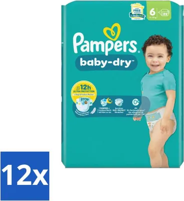 Zdjęcie produktu dla Pampers – pieluchy – Baby Dry rozmiar 6 – 22 pieluchy – opakowanie ekonomiczne – 12 sztuk