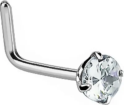 Produktbild von Nasenpiercing Stecker Nasenstecker Stift Nasen Piercing gebogen Zirkonia Kristall L-Form klar
