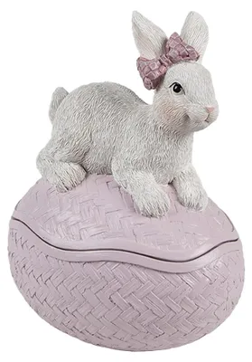 Image de Clayre & Eef Décoration Bol œuf 9x13x16 cm Rose Blanc Plastique Lapin