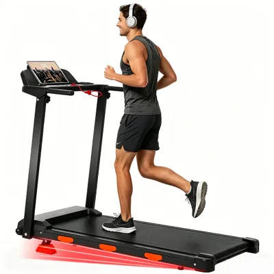 Produktbild von Laufband für zuhause,Kompaktes Heimlaufband, mit stufenloser Neigung bis 15%, 38×95 cm Lauffläche, Fitness Laufband für Zuhause, robust bis 120 kg