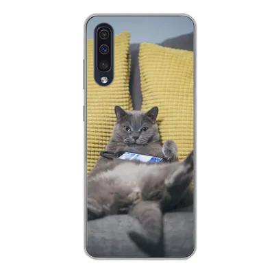 Produktbild von MuchoWow® Handyhülle Schutzhülle Hülle für Samsung Galaxy A50 Katze - Bank - Faule Silikon Softcase Handy Hülle - Mobiltelefonhülle