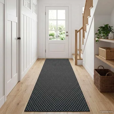 Productafbeelding van Vloerkleedloper ORIZ 1150 gsm Zwart gaaspatroon