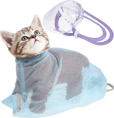 Productafbeelding van Katten Badtas - Verzorgingstas Kat - Veilige Verzorging - Verstelbaar Ontwerp - 46 x 35 cm - Grijs