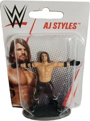 A WWE AJ Styles action figure in its retail packaging.