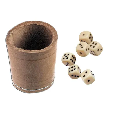 Immagine prodotto di Coppa per dadi in pelle nat. 5 cm+6 dadi, 1 set
