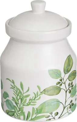 Zdjęcie produktu dla HowHomely | Słoik kuchenny - słoik do przechowywania - 1100 ml - biały - z pokrywką - wykonany z kamionki