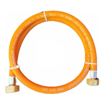 Produktbild von Zatechs Propan-Butan Gasschlauch Hochdruck 1m 30 bar Ø6.3mm 2x 21.8 mm Linksgewinde Verbindungsschlauch Umfüllen Gasflaschen 11kg 33kg