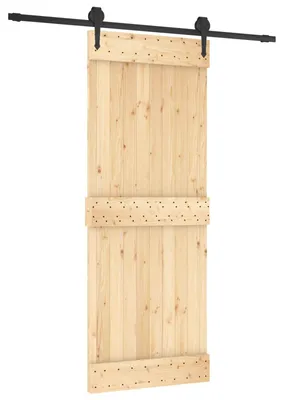 Produktbild von Schiebetür Natürlich und Schwarz 80 x 210 cm Massivkiefer